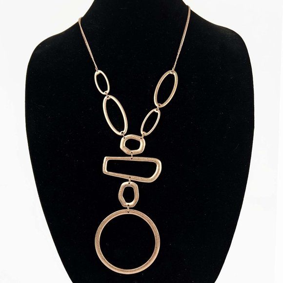 Cato Goldtone Asymmetric Modern Circles Necklace w/ Adjustable Chain - Picture 1 of 4